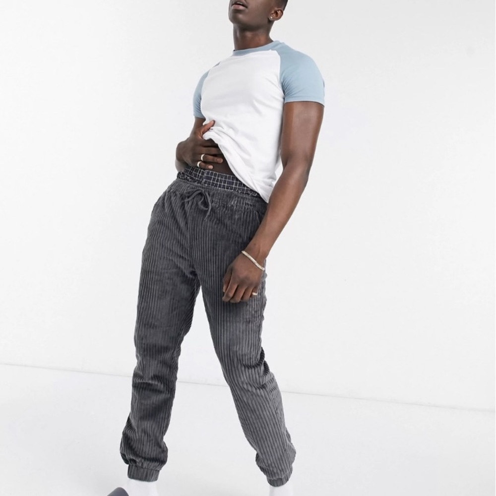 ASOS men's relaxed corduroy joggers M gray